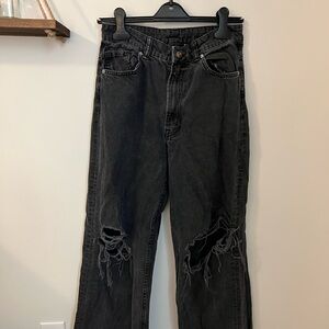 Guess Black Distressed Flare Jeans